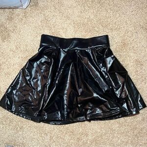 Elegant Black Shimmer Skater Skirt